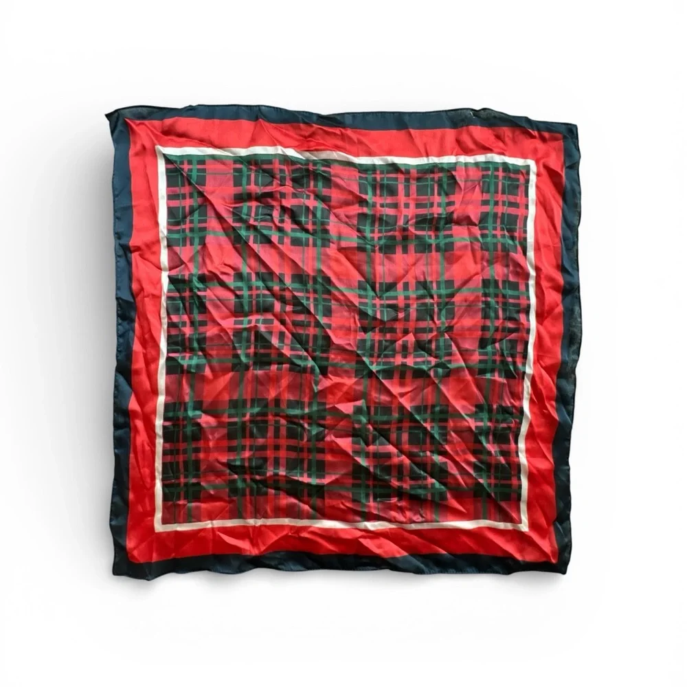 Joann Red and Green Plaid square Scarf 22”